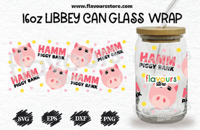 16oz Libbey Can Cup Wrap | Libbey Wrap Svg | Hamm Piggy Bank Svg