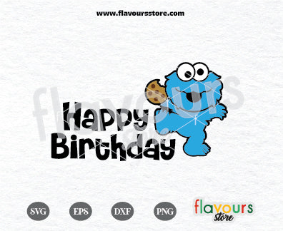 Happy Birthday, Cookie Monster SVG, Sesame Street Birthday SVG Cut File