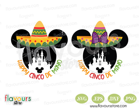 Happy Cinco Mayo Mickey Minnie Head SVG