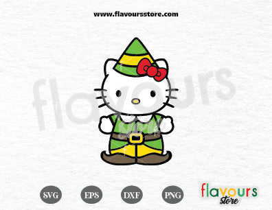 Hello Kitty Elf Christmas SVG Cut File Cricut Silhouette