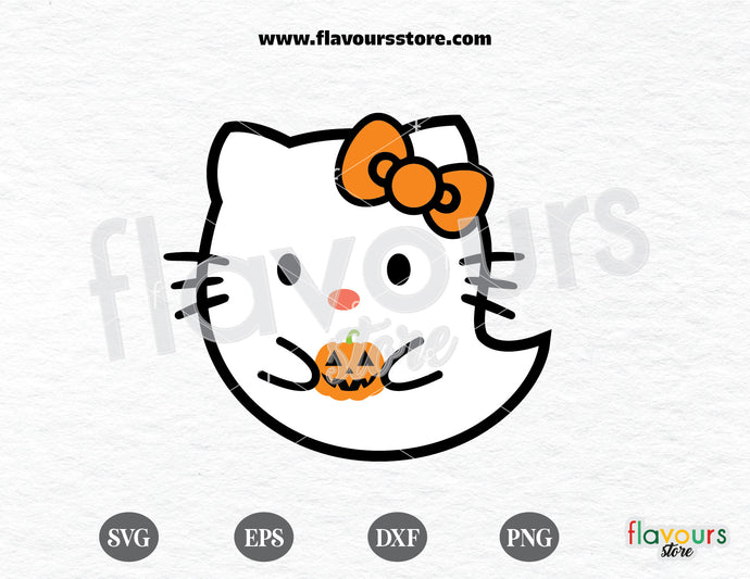 Hello Kitty Ghost Halloween SVG Cut File Cricut Silhouette