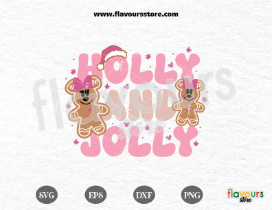 Holly and Jolly Svg, Pink Christmas Minnie svg, Pink Minnie SVg, Retro Christmas png, tis the season svg, Mouse Gingerbread Cookie, Christmas sublimation, Cricut