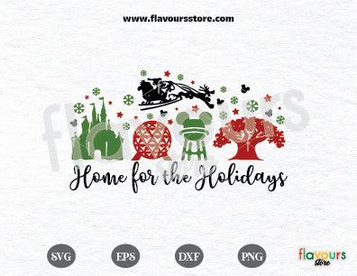 Home for the Holidays Svg, Best Christmas Ever, Mouse Christmas Theme Park Vacation, Magical Castle, Epcot, Cut Files For Cricut Silhouette