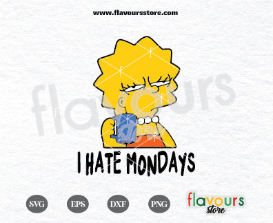 I Hate Monday Lisa Svg, Lisa Simpson Svg, Scowl Lisa Simpson Svg