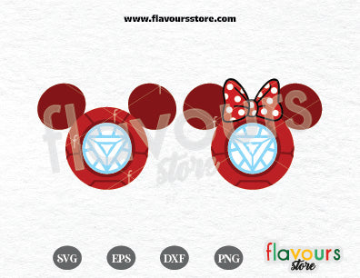 Mickey and Minnie Iron Man Ears SVG Cut File