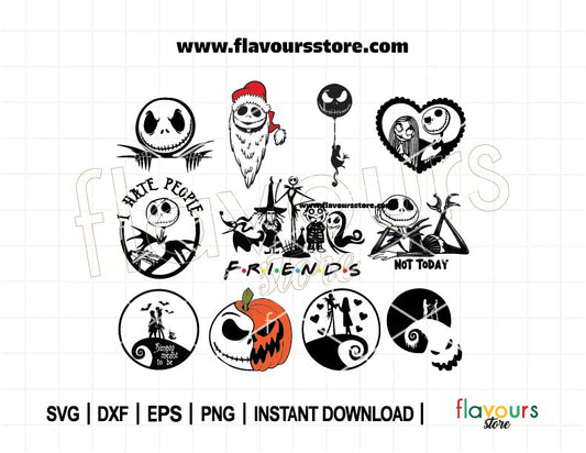 Jack Svg BUNDLE, Skeleton svg, Pumpkin King svg, Friends Squad, Jack smiley face svg, Not Today, Cut File For Cricut Silhouette