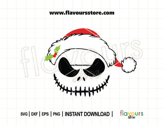 Jack Skellington Christmas Hat SVG cut file – Nightmare Before Christmas holiday design for Cricut and Silhouette crafts.
