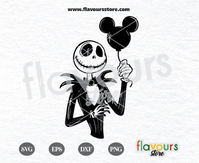 Jack Skellington holding a Mouse Balloon, Nightmare Before Christmas Svg, Best Day Ever, SVG Cut File Cricut