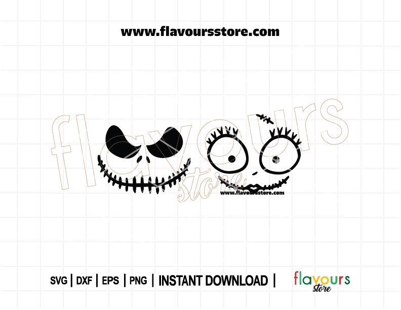 Jack and Sally Halloween SVG – Nightmare Before Christmas cut file for Cricut shirts, couple outfits, and spooky home décor.
