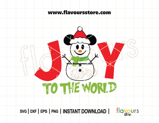 Joy To The World Mickey Snowman Christmas SVG Cut File for Cricut and Silhouette – Holiday digital design for shirts, mugs, and décor