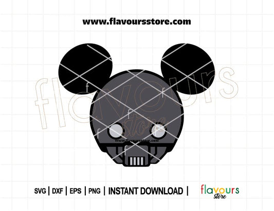 K-2SO Rogue One Mickey ears SVG cut file for Cricut and Silhouette, perfect for DIY Star Wars shirts, ears, and party decor.