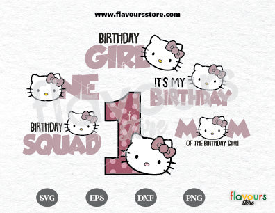 Hello Kitty, 1st Birthday Bundle SVG Cut Files