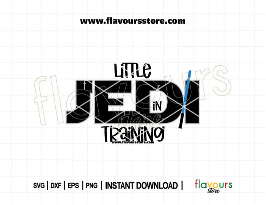 Little Jedi in Training SVG cut file for Cricut and Silhouette, perfect for Star Wars baby onesies, toddler shirts, nursery decor, and custom DIY gifts.