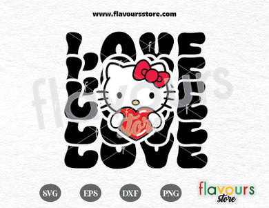 Love Hello Kitty Holding a Heart SVG Cut File