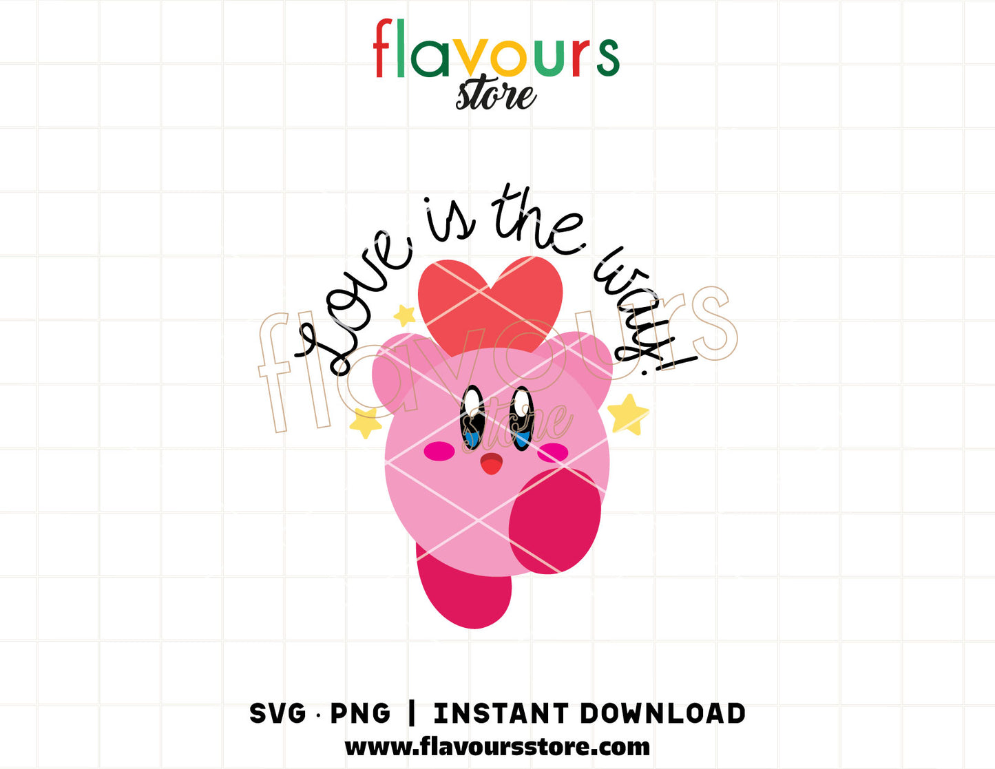love is the way kirby svg cute gaming character cricut cut file shirt design