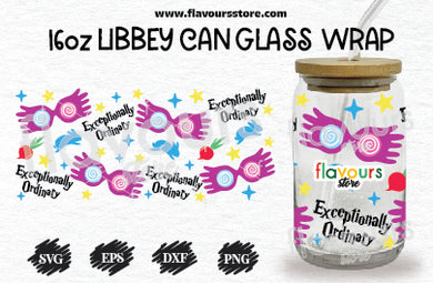 Libbey Can Glass Full Wrap Flower 16oz Libbey Glass Can Png - Crella