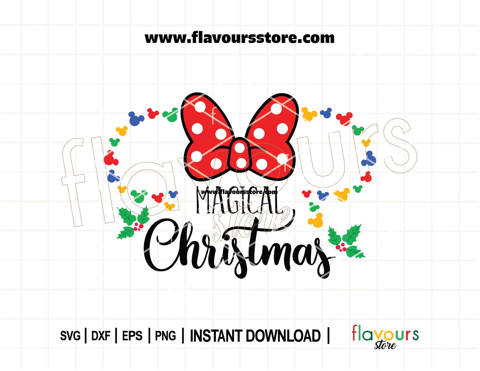 Magical Christmas Minnie Heads Outline SVG Cut File for Cricut and Silhouette – Holiday design for shirts, mugs, ornaments, and décor