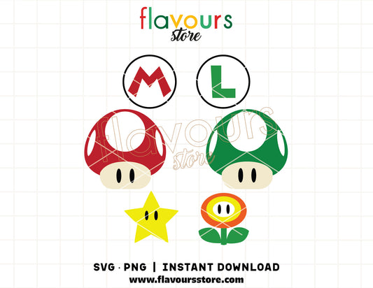 mario characters svg bundle retro gaming cricut cut file set shirt design