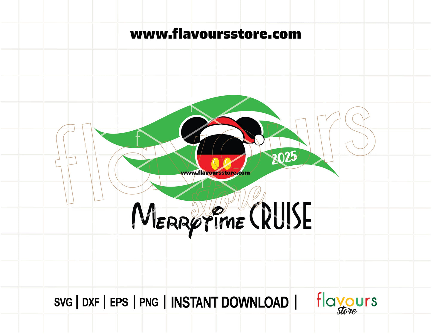 Mickey Mouse wearing Santa hat in Disney Merrytime Cruise SVG – perfect for Christmas crafts and cruise shirts with Cricut or Silhouette.