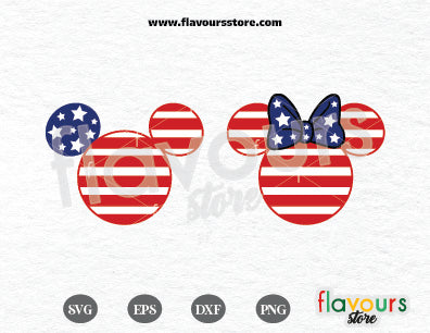Mickey And Minnie Stars And Stripes Ears SVG Cut File