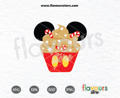 Mickey Candy Cane, Christmas Cupcake, Disney Cupcakes, SVG Cut File Cricut