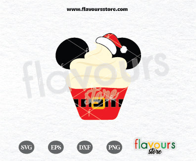 Mickey Christmas Cupcake, Mickey Santa, Disney Christmas, SVG Cut File Cricut