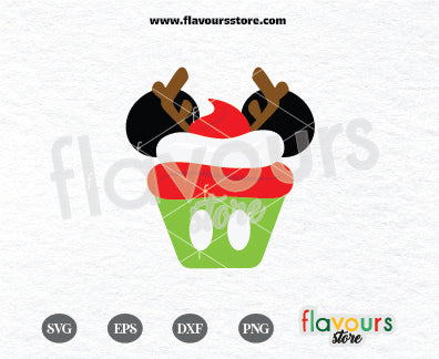 Mickey Reindeer Cupcake, Disney Christmas, Svg For Silhouette and Cricut