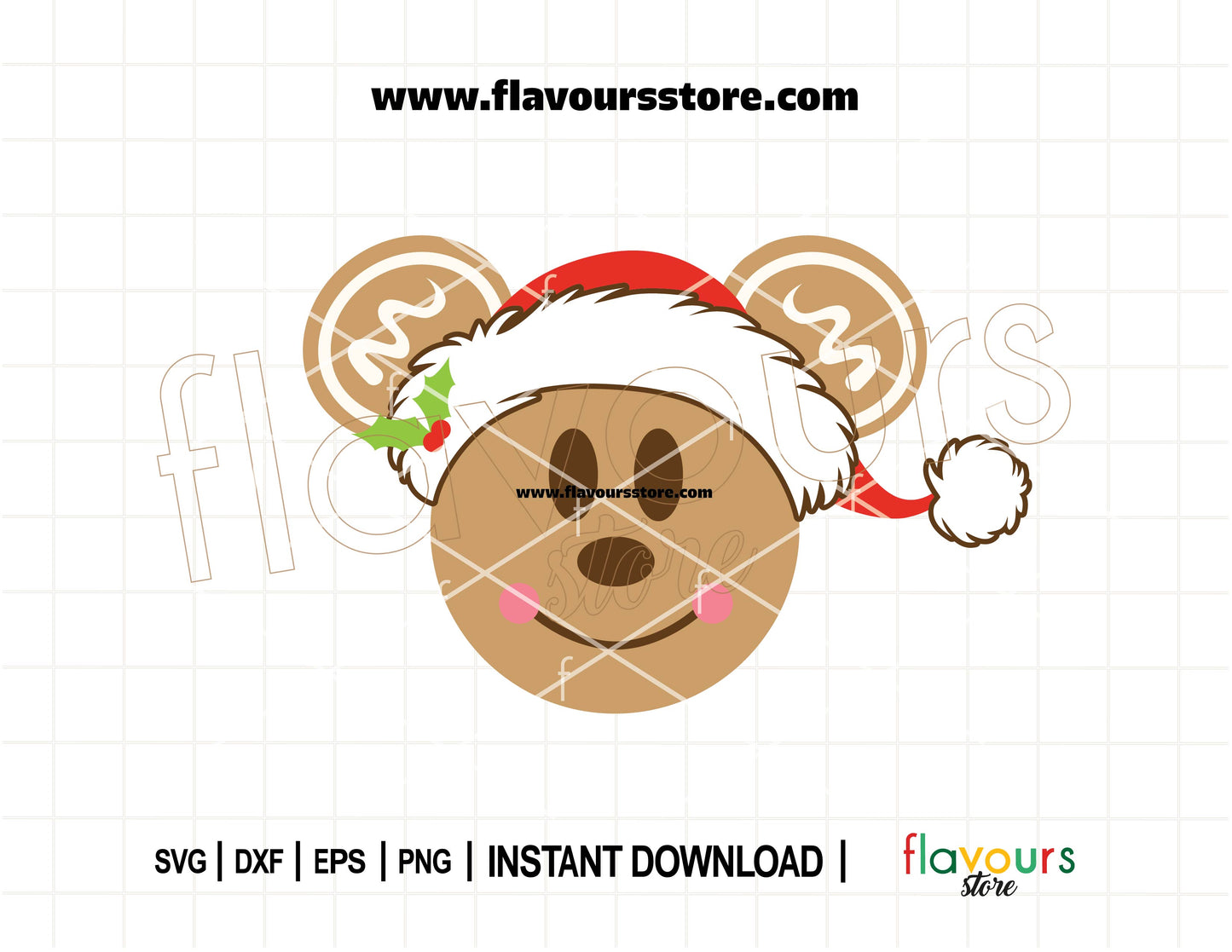 Mickey Mouse gingerbread ears Christmas SVG cut file, perfect for Disney holiday crafts, shirts, and ornaments.