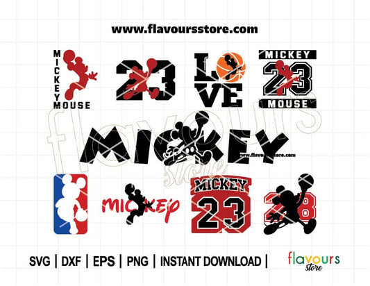 Mickey Mouse Jumping BUNDLE, Jump Mouse Air, Basketball Svg, Mouse Silhouette, Sport Svg, Svg and Png files, digital download, Cricut