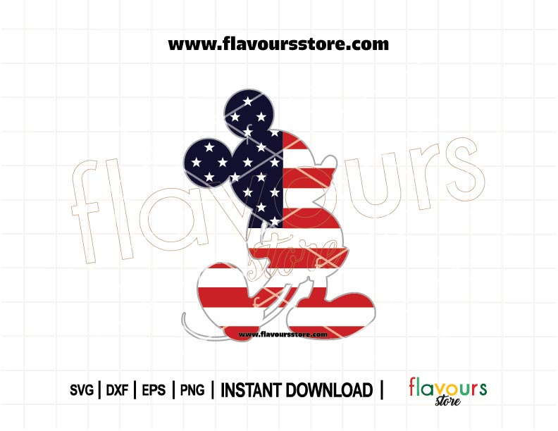 Mickey Mouse ears with American flag pattern, patriotic Disney SVG for Cricut 4th of July shirts and DIY crafts