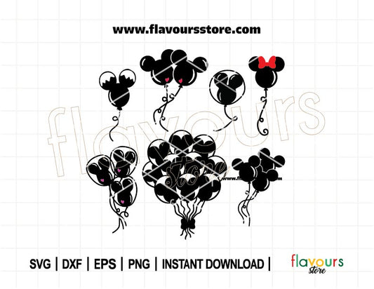Mouse Balloons Bundle SVG, Mouse Ears Balloons SVG, Magic Mouse Balloons, Family Trip, Mouse Head Ballons, Cut File For Cricut Silhouette