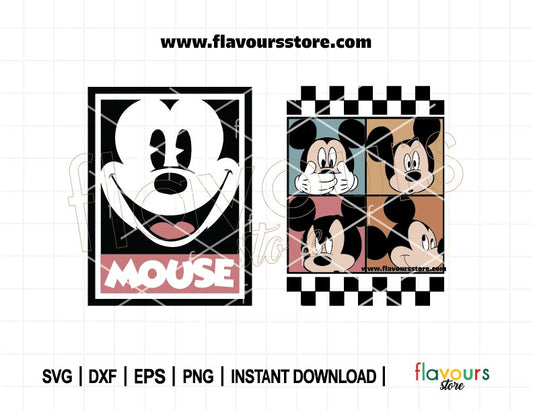 Mouse retro SVG Bundle, Checkered Clipart, Mouse Faces, Happy Mouse, Checkered Funny Mouse, Cut Files for Cricut, Perfect for your Crafts