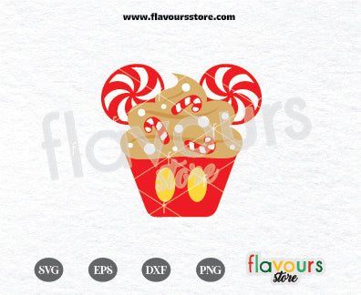 Mickey Peppermint Ears Cupcake, Christmas Cupcake, Disney Cupcakes, SVG Cut File Cricut