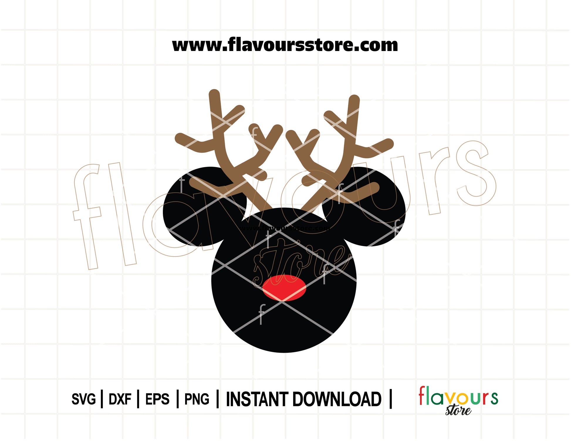Mickey Mouse with reindeer antlers SVG cut file for Cricut and Silhouette Christmas DIY crafts