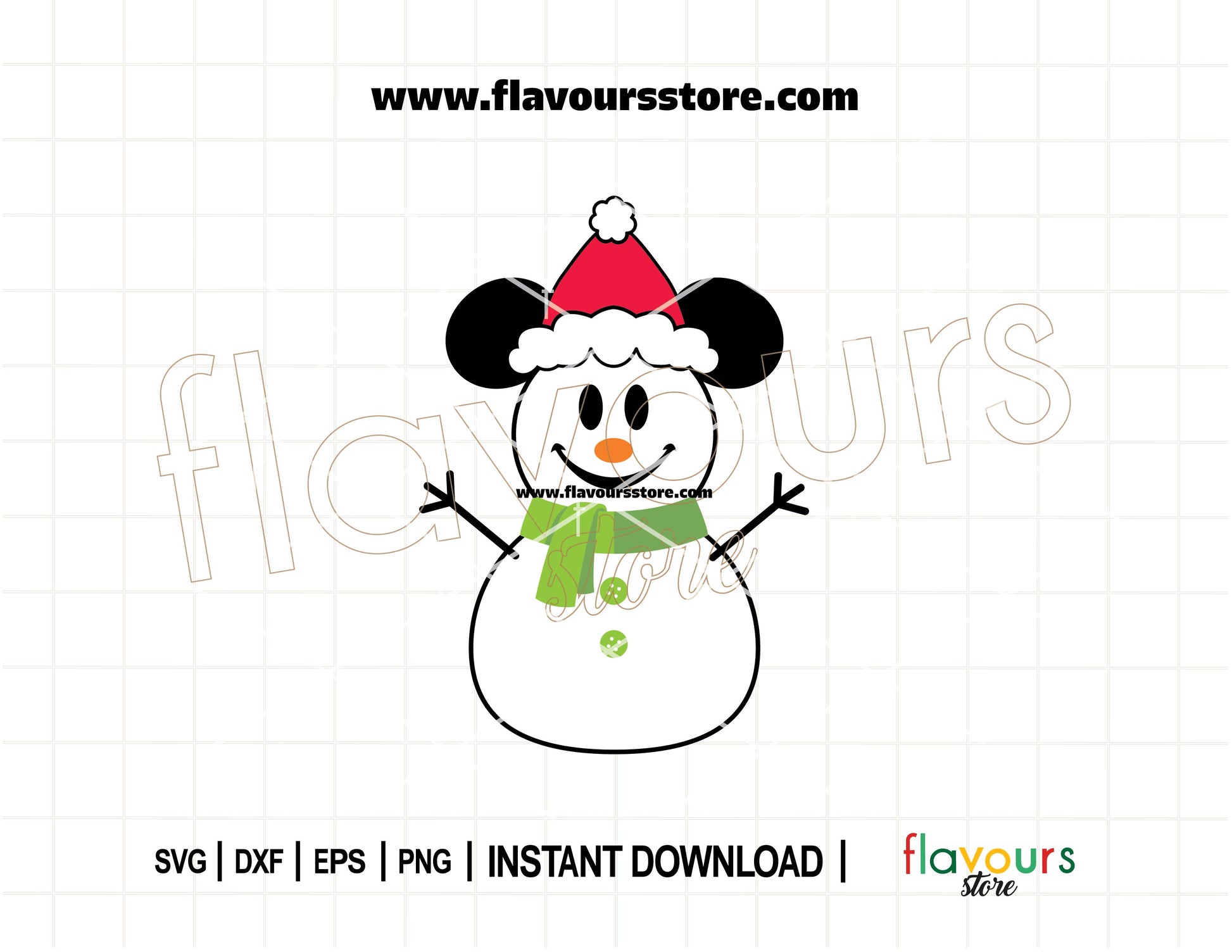 SVG of Mickey Mouse snowman with scarf and hat, perfect for Disney Christmas Cricut crafts and holiday DIY gifts