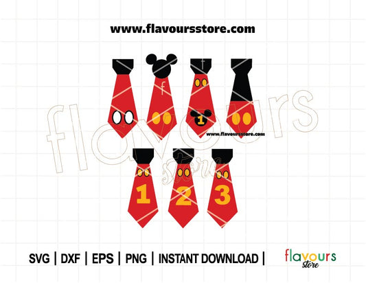 Mickey Mouse Tie, Birthday Party, Mickey Birthday, SVG For Silhouette and Cricut