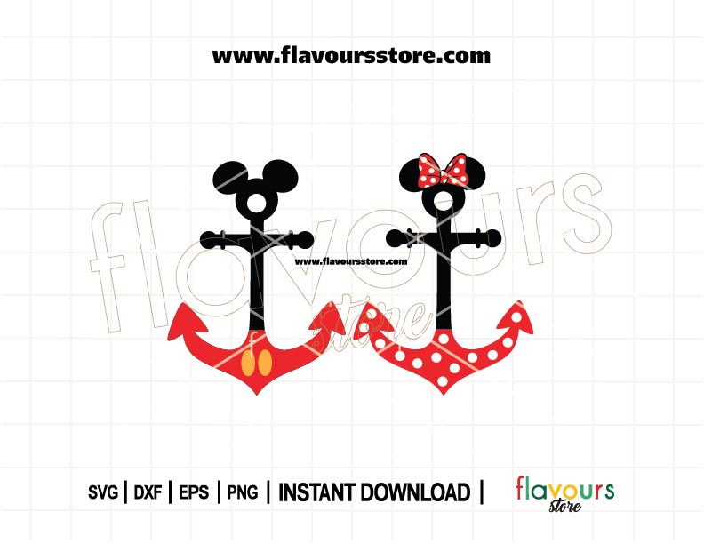 Minnie anchor SVG with Disney ears and bow – nautical Disney cruise cut file for shirts and Cricut crafts