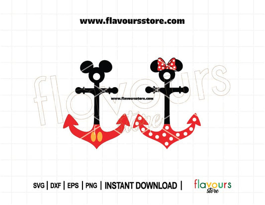 Minnie anchor SVG with Disney ears and bow – nautical Disney cruise cut file for shirts and Cricut crafts