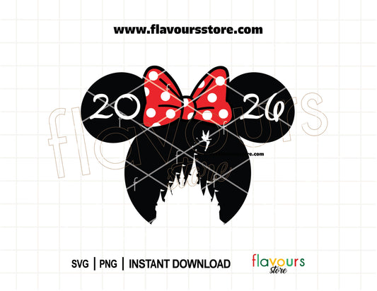 2026 Disney trip Minnie ears castle SVG design for family vacation matching shirts Cricut