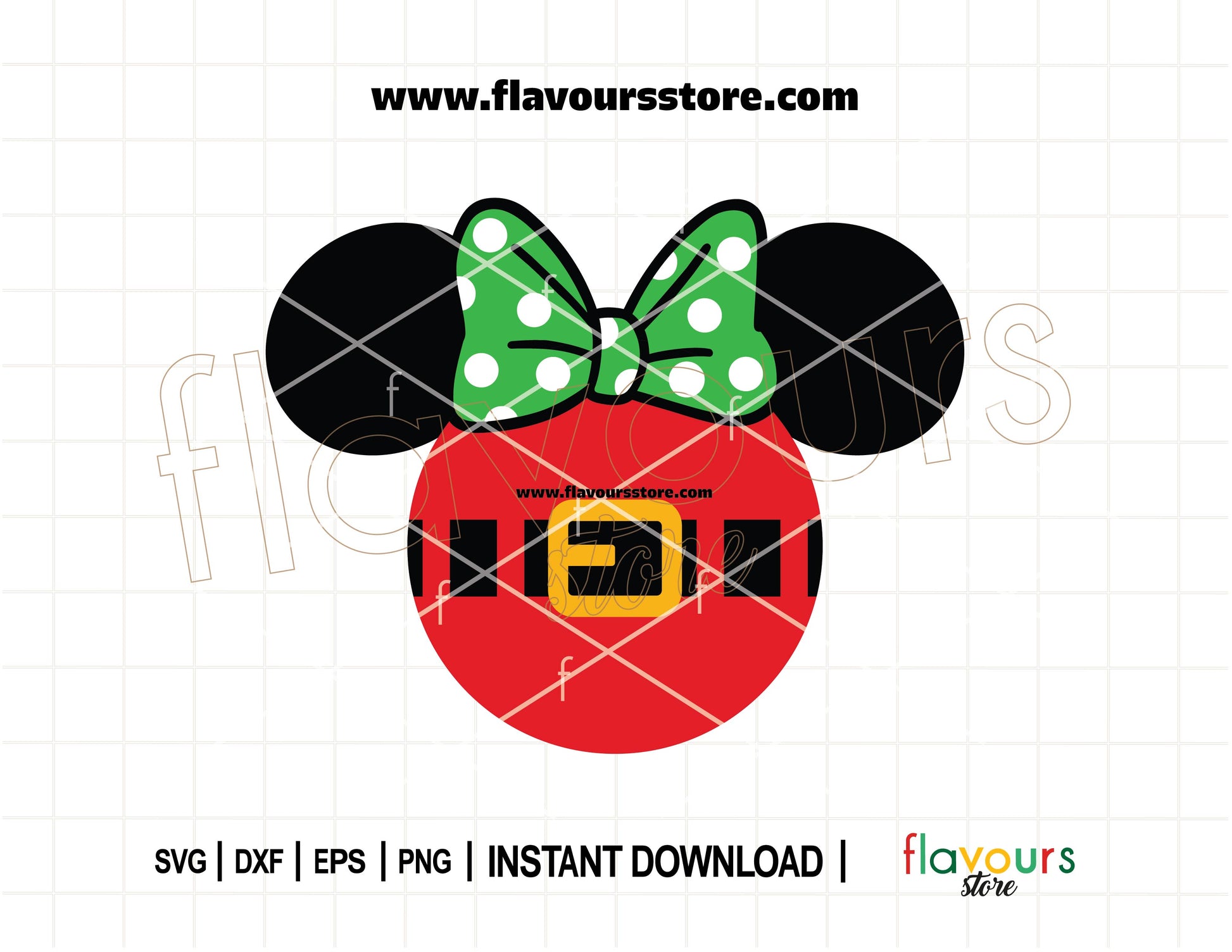 Minnie Mouse Santa Ears green bow – festive SVG cut file for Christmas Cricut projects and Disney-themed crafts