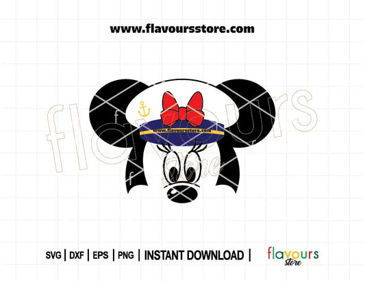 Minnie Mouse captain SVG cut file for Disney Cruise shirts, nautical crafts, and Cricut projects