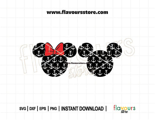 Minnie and Mickey anchor pattern SVG cut file for Disney Cruise nautical crafts and DIY projects