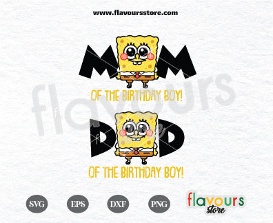 Mom and Dad of the Birthday Boy, SpongeBob Cartoon character Svg, SquarePants, SVG FILES Cricut