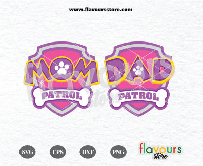 Mom and Dad Patrol, Paw Patrol Pink Badge, Kids cartoon Svg, Paw Patrol Cartoon Svg, Paw Patrol SVG Cut File