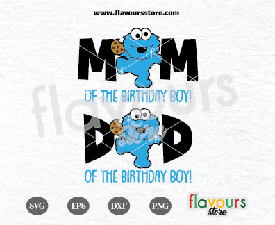 Mom and Dad of the Birthday Boy Svg, Baby Cookie Monster Svg, Sesame Street SVG Cut File