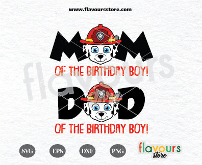 Mom and Dad of the Birthday Boy, Marshall Paw Patrol Svg, Kids cartoon Svg, Paw Patrol Cartoon Svg, Paw Patrol SVG Cut File