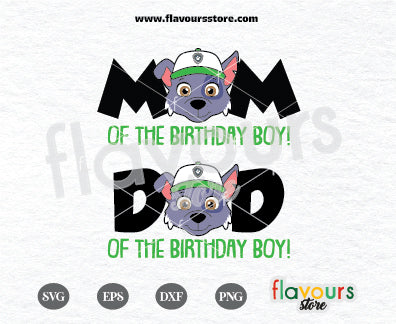 Mom and Dad of Birthday Boy, Rocky Paw Patrol, Kids cartoon Svg, Paw Patrol Cartoon Svg, Paw Patrol SVG Cut File