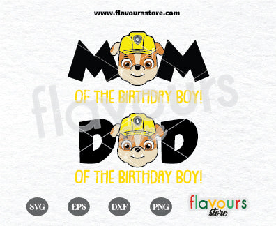 Mom and Dad of the Birthday Boy, Rubble Paw Patrol, Paw Patrol Birthday svg, Kids cartoon Svg, Paw Patrol Cartoon Svg, Paw Patrol SVG Cut File