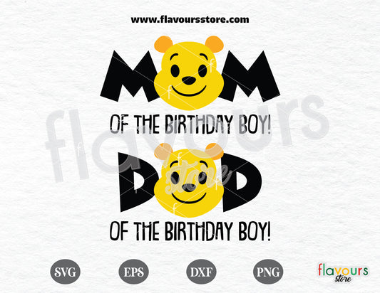 Mom and Dad of the Birthday Boy Svg, Winnie The Pooh Birthday Svg Cut File