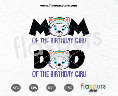 Mom and Dad of the Birthday Girl, Everest Paw Patrol, Kids cartoon Svg, Paw Patrol Cartoon Svg, Paw Patrol SVG Cut File